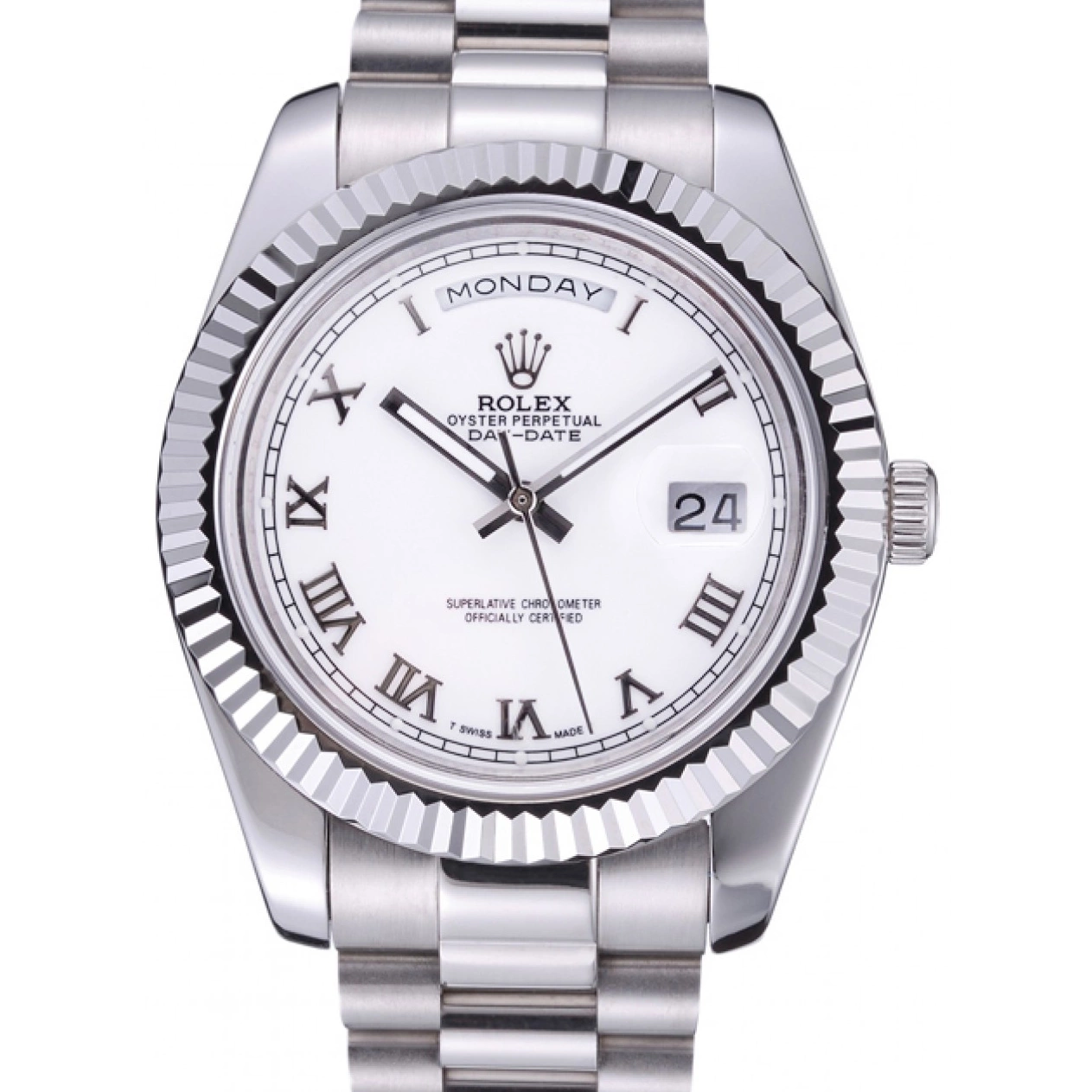 Aaa replica watch 622547 Day-Date White Steel Stainless Rolex Dial Bracelet 0519